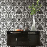 DM5014 Palmetto Palm Damask Black Wallpaper