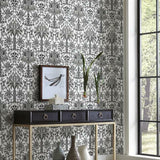 DM5014 Palmetto Palm Damask Black Wallpaper