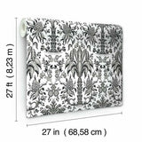 DM5014 Palmetto Palm Damask Black Wallpaper