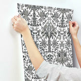 DM5014 Palmetto Palm Damask Black Wallpaper