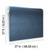 DM5037 Cathedral Damask Indigo Wallpaper 