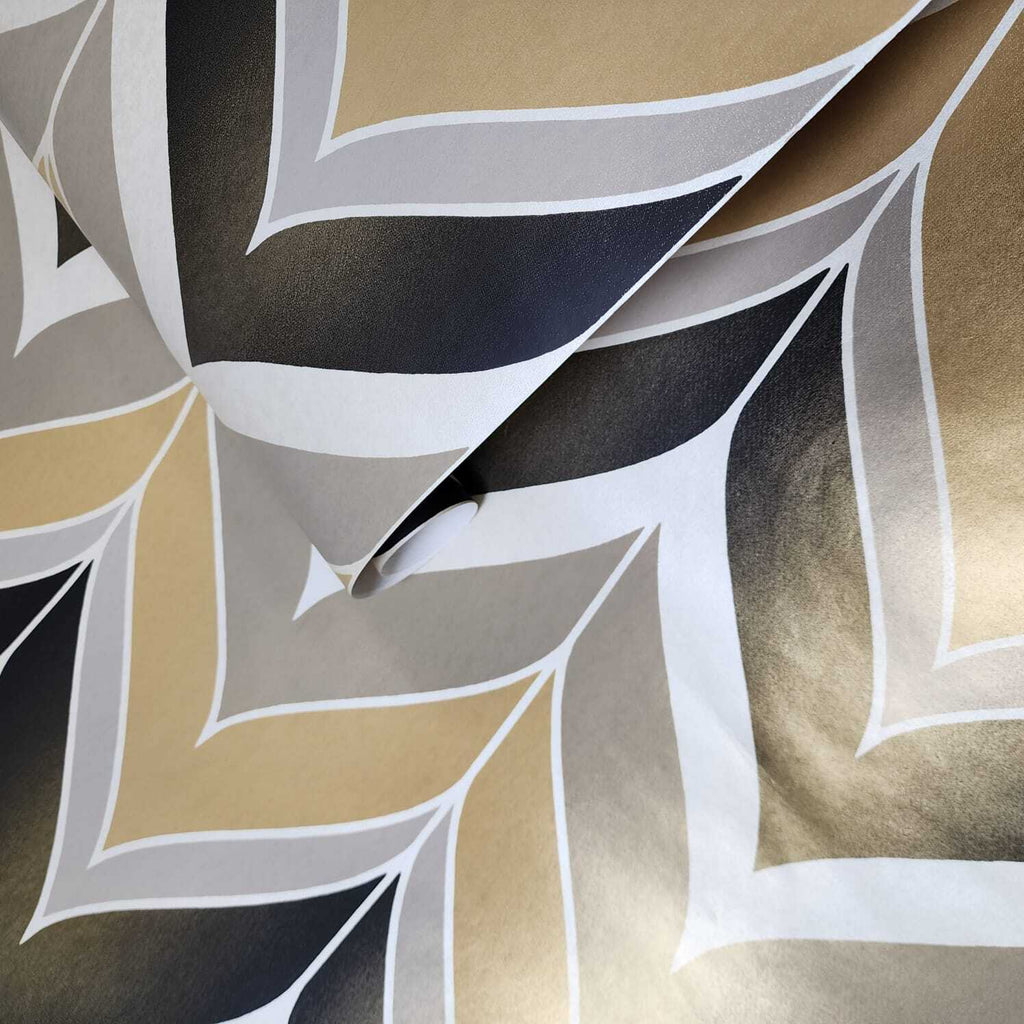 DN3725 Gatsby black white mustard bronze gold metallic chevron modern ...