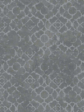 DWP024602 Aged Quatrefoil Grey and Silver Wallpaper
