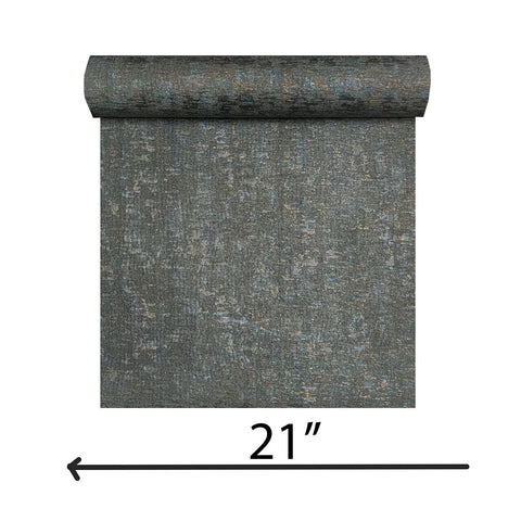 Z21711 Dark gray bronze faux sisal grasscloth fabric plaster textured plain wallpaper