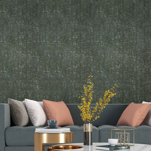 Z21711 Dark gray bronze faux sisal grasscloth fabric plaster textured plain wallpaper