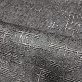 C88103 Dark gray metallic distressed labyrinth lines faux fabric textured Wallpaper 3D