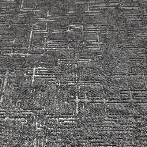 C88103 Dark gray metallic distressed labyrinth lines faux fabric textu –  wallcoveringsmart