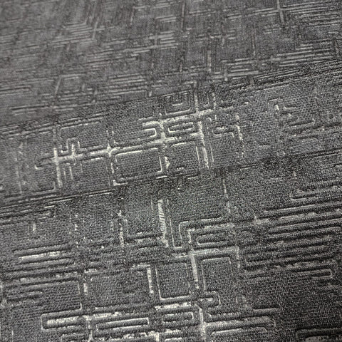 C88103 Dark gray metallic distressed labyrinth lines faux fabric textu –  wallcoveringsmart