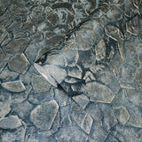 Z54507 Distressed blue brass metallic faux rocks stone plaster Textured wallpaper rolls