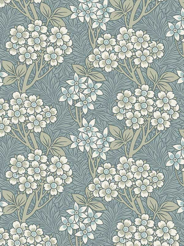 ET12004 Floral Vine Stream Blue and Sage Wallpaper