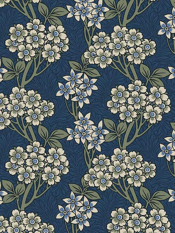 ET12012 Floral Vine Blue Jay and Sage Wallpaper