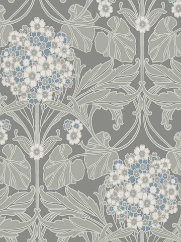 ET12105 Floral Hydrangea Daydream Grey and Carolina Blue Wallpaper