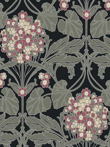ET12110 Floral Hydrangea Ebony and Rose Wallpaper
