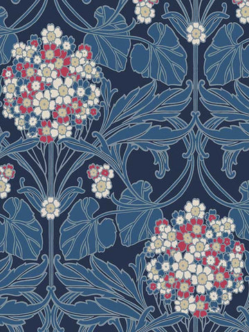 ET12112 Floral Hydrangea Naval Blue and Raspberry Wallpaper
