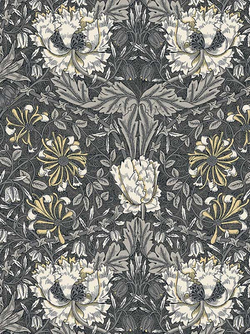 ET12608 Ogee Flora Charcoal and Goldenrod Wallpaper