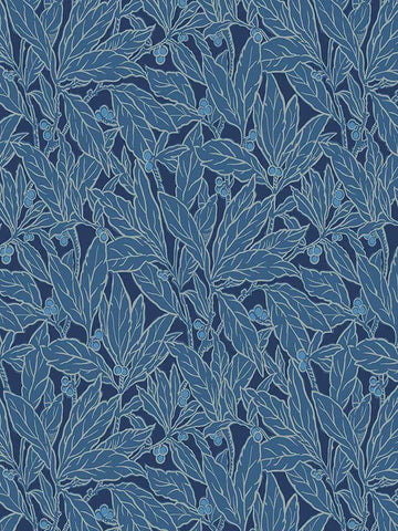 ET12812 Leaf and Berry Marine Blue Wallpaper