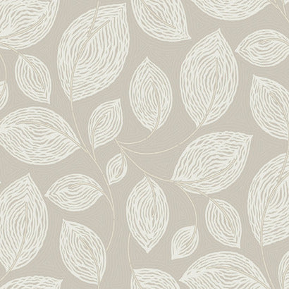 EV3922 Contoured Leaves Taupe Wallpaper