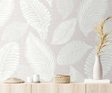 EW10007 Tossed Leaves Textured Beige Wallpaper