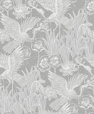 EW11008 Marsh Cranes Gray Wallpaper