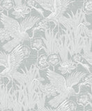 EW11018 Marsh Cranes Floral Leaf Wallpaper