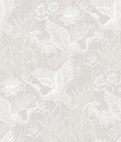EW11500 White Heron Floral Wallpaper