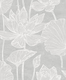EW12000 White Heron Water Lilies Wallpaper