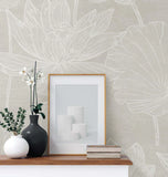 EW12007 White Heron Water Lilies Wallpaper