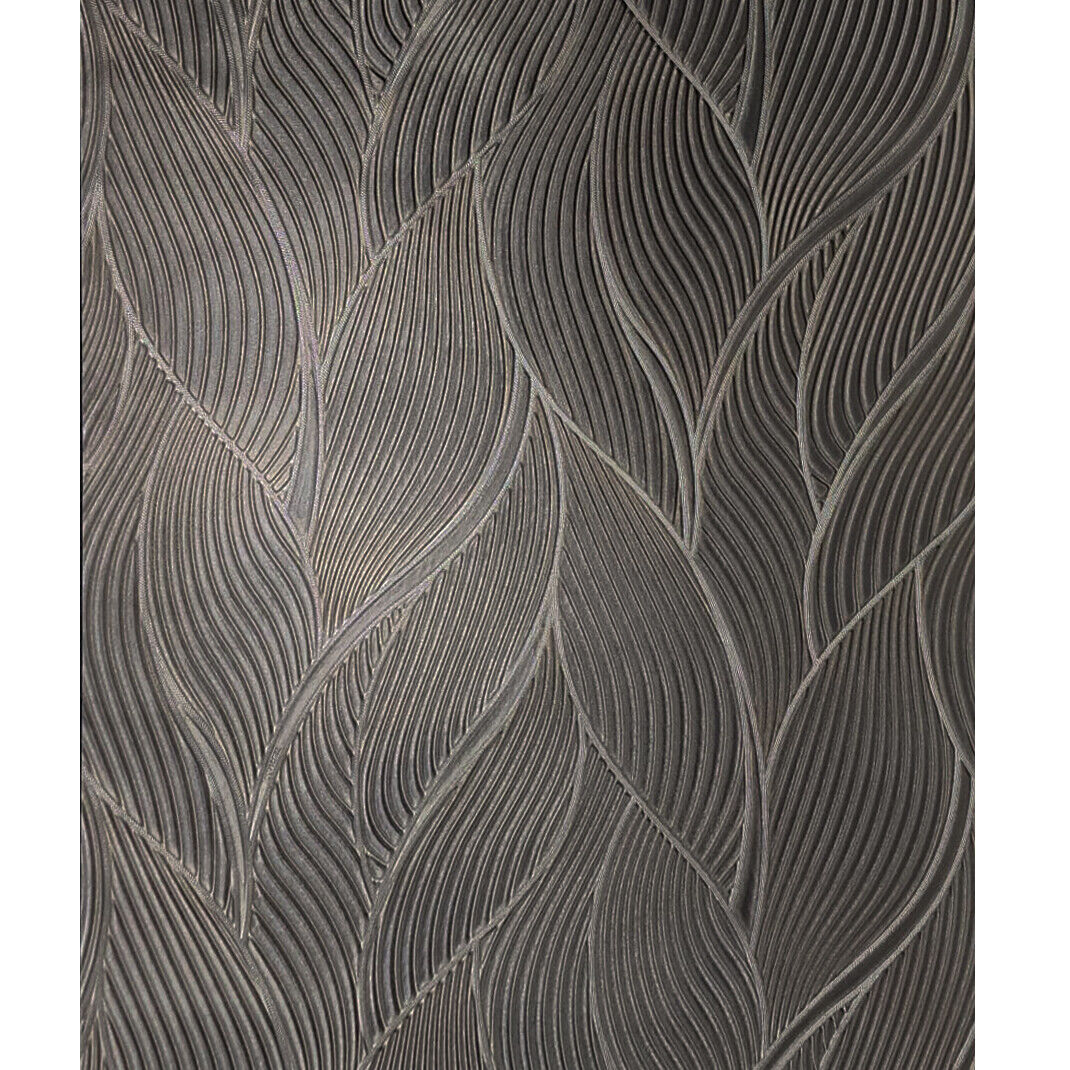 Z18909 Embossed bronze metallic faux fabric wave lines textured  contemporary wallpaper
