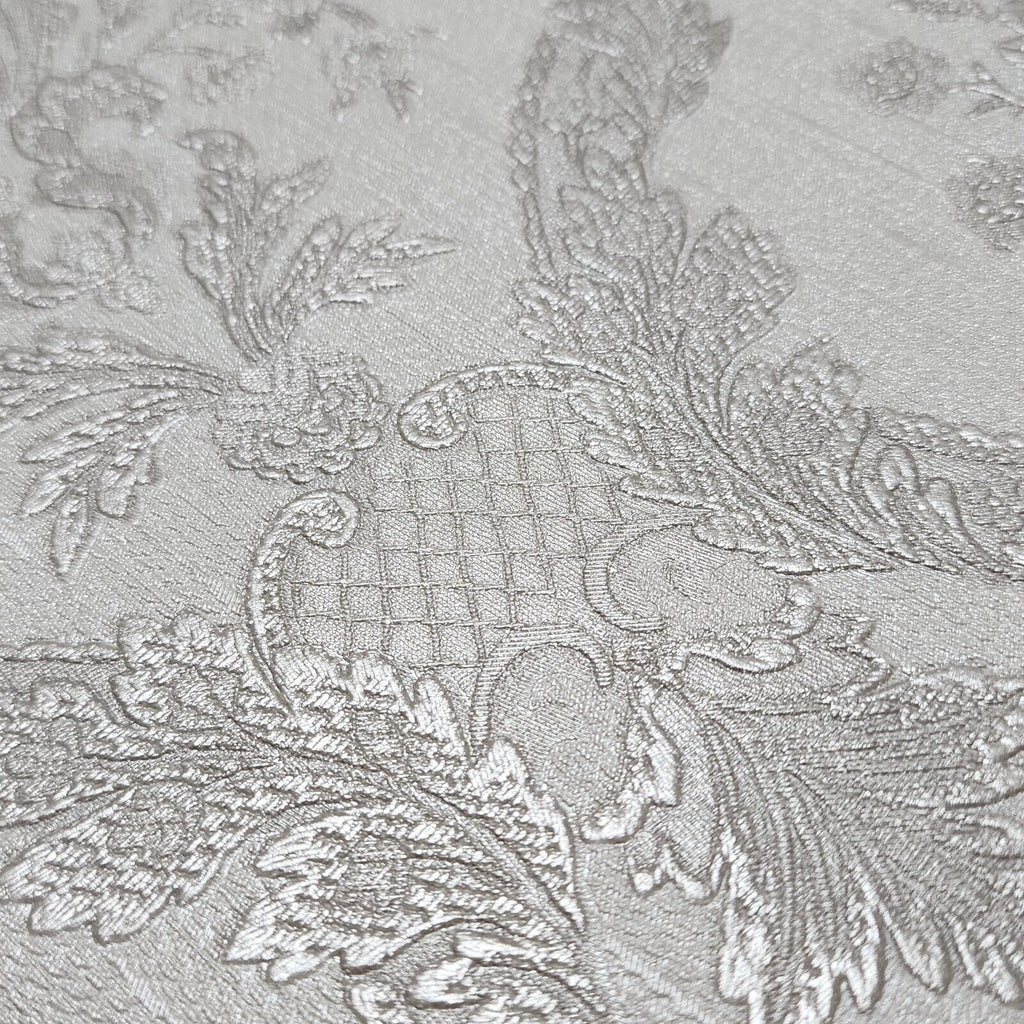 Z72049 Embossed grayish cream off white textured Victorian faux fabric ...