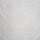 Z72049 Embossed grayish cream off white textured Victorian faux fabric damask Wallpaper