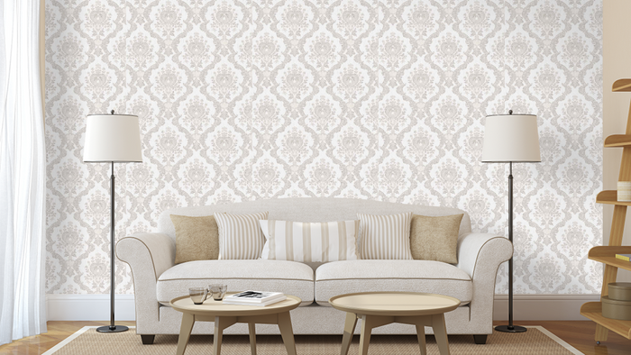 Z72049 Embossed grayish cream off white textured Victorian faux fabric ...