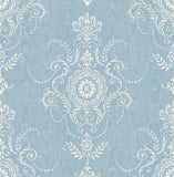 FC60302 Blue Floral Damask Colette Cameo Wallpaper