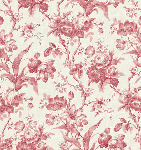 FC61201 Cranberry En Rose Floral Wallpaper