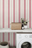 FC61501 Cranberry Eliott Linen Stripe Wallpaper