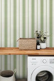 FC61504 Green Eliott Linen Stripe Wallpaper