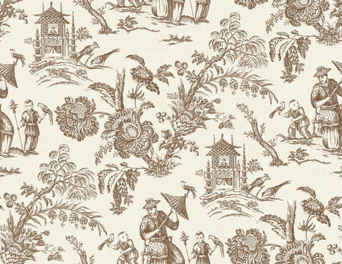 FC61806 Hickory Smoke Colette Chinoiserie Wallpaper