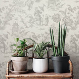 FC61808 Grey Colette Chinoiserie Wallpaper