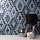 FD42608 Shard Blue Geometric Wallpaper