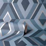 FD42608 Shard Blue Geometric Wallpaper