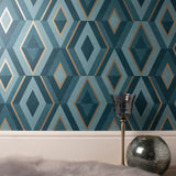 FD42609 Shard Turquoise Geometric Wallpaper