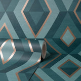 FD42609 Shard Turquoise Geometric Wallpaper