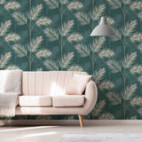 FD42679 South Beach Evergreen Fronds Wallpaper
