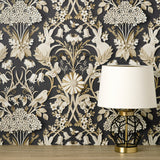 FD42948 Fae Charcoal Woodland Wallpaper