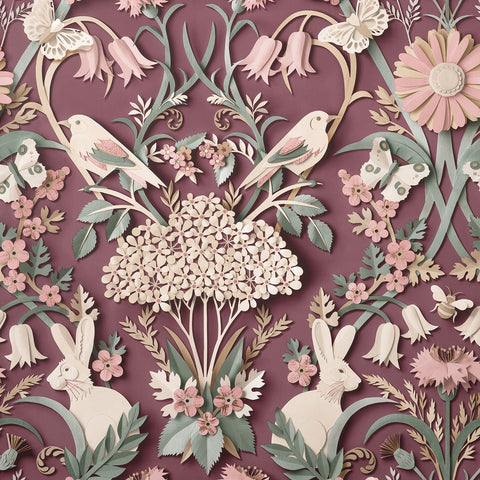 FD42949 Fae Plum Woodland Wallpaper