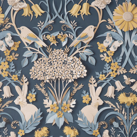 FD42950 Fae Navy Woodland Wallpaper