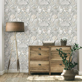 FD42952 Fae Light Grey Woodland Wallpaper