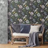 FD43060 Sierra Black Floral Wallpaper