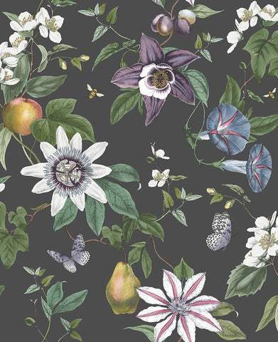 FD43060 Sierra Black Floral Wallpaper