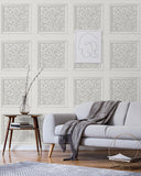 FD43275 Albie Dove Carved Panel Wallpaper
