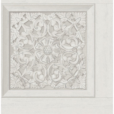 FD43275 Albie Dove Carved Panel Wallpaper